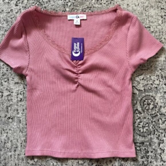🧡3/15 NWT Sugar & Jade Pink Top Girls M 10 - Picture 1 of 7